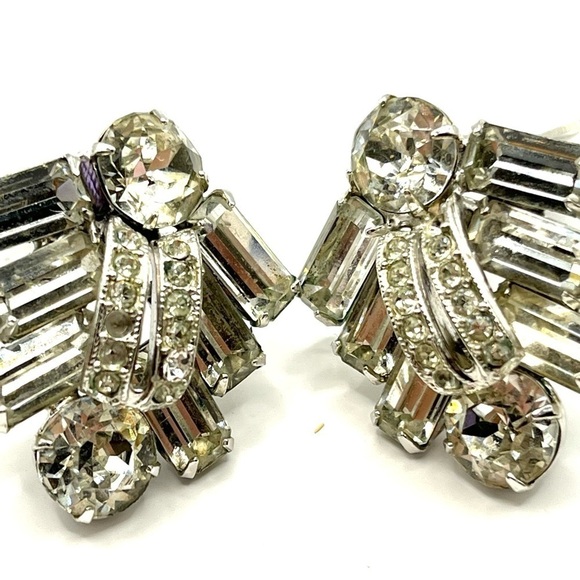 Eisenberg  Crystal Clear Rhinestone Clip On Earrings Vintage 🌸 - Picture 7 of 14